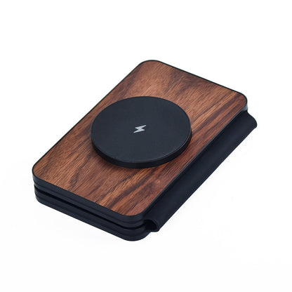 Three-in-one Walnut Magnetic Wireless Charger Portable Foldable Wireless Charger