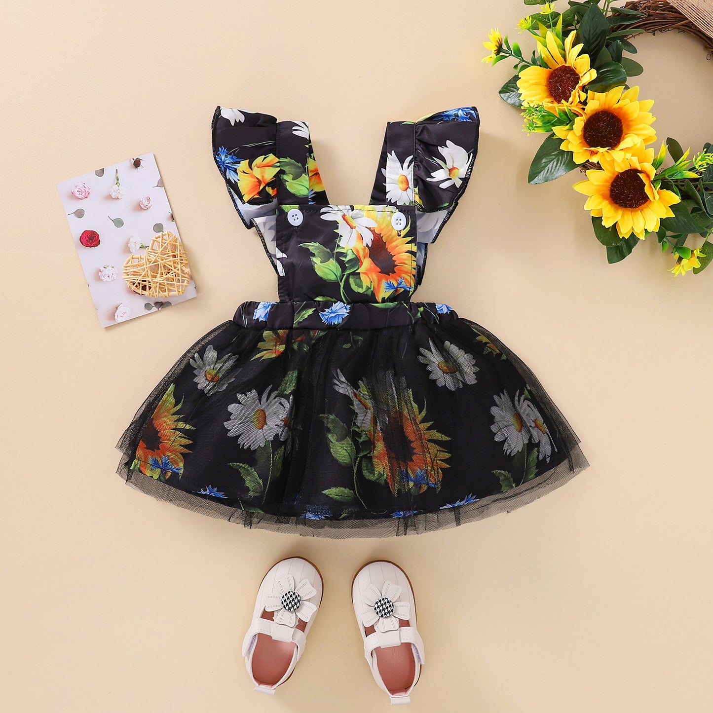 All-match Creative Baby Sunflower Mesh Skirt