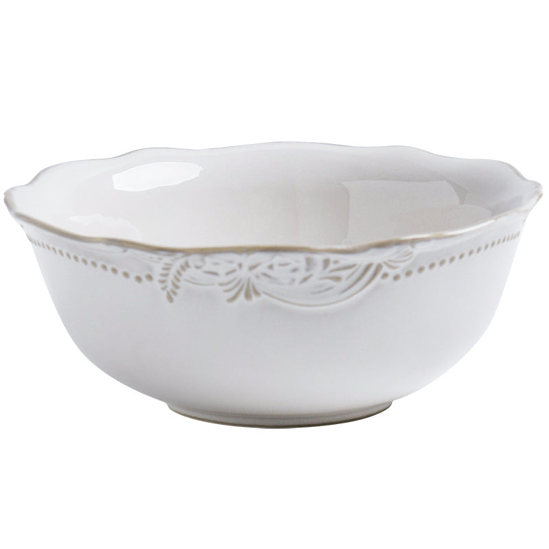 Relief Ceramic Tableware Rice Bowl Plate