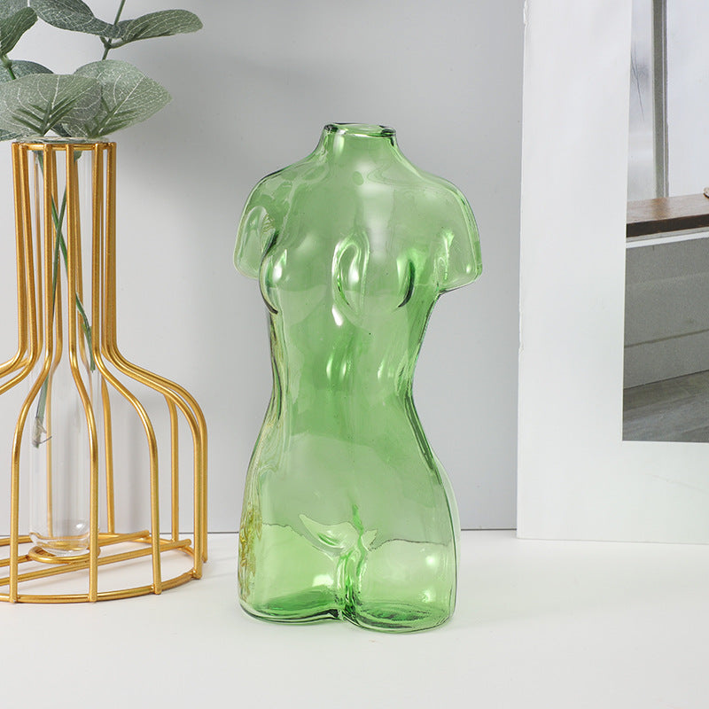 Colored Glass Body Art Flower Arrangement Vase Ornaments