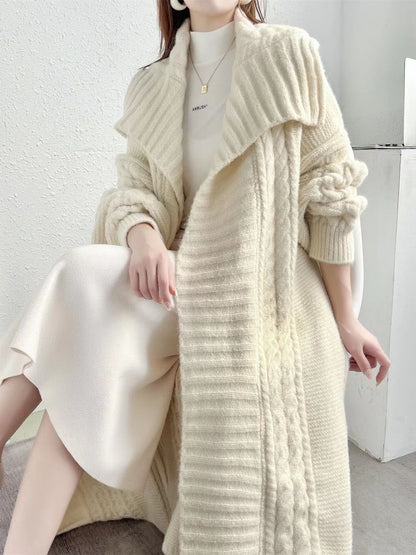 Long Knitted Cardigan Coat Women's Plus Size