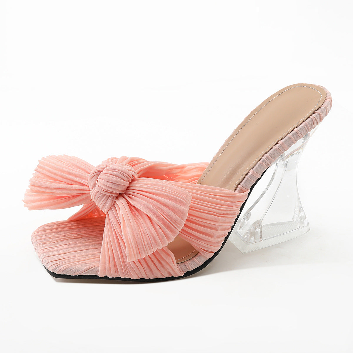 Plus Size High Shaped Heel Satin Sandals