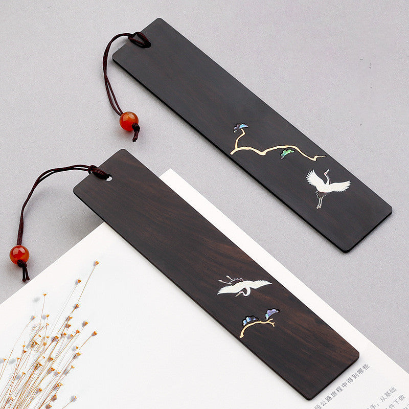 Retro Classical Chinese Style Mahogany Bookmark Gift Box Exquisite Ebony