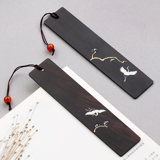 Retro Classical Chinese Style Mahogany Bookmark Gift Box Exquisite Ebony