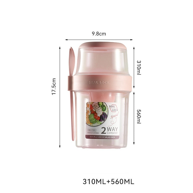 Portable Breakfast Oatmeal Cereal Nut Yogurt Salad Cup Container Set With Fork Sauce Cup Lid Bento Food Bowl Kitchen Lunch Box