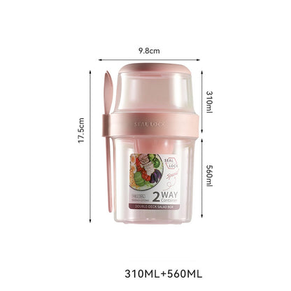 Portable Breakfast Oatmeal Cereal Nut Yogurt Salad Cup Container Set With Fork Sauce Cup Lid Bento Food Bowl Kitchen Lunch Box