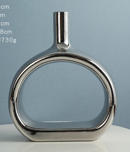 Nordic Style Heart Hollow Out Electroplated Ceramic Vase Decoration