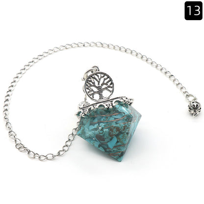 Natural Crystal Resin Crushed Stone Diamond Pendulum