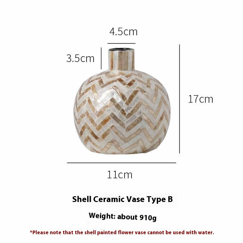 Natural Shell Handmade Ceramic Vase Home Creative Flower Container