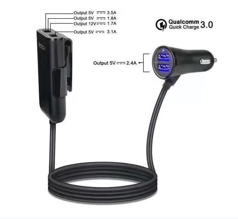 Multi-port Car Rear Seat With Wire Fast Charging