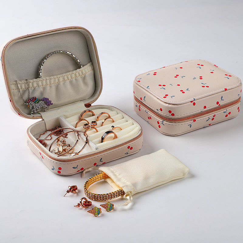 Portable Earring Ring Leather Jewelry Box Fashion Makeup Small Gift Box