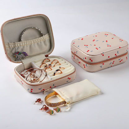 Portable Earring Ring Leather Jewelry Box Fashion Makeup Small Gift Box