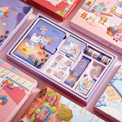 Cartoon Girl Cute Hand Account Material Gift Box