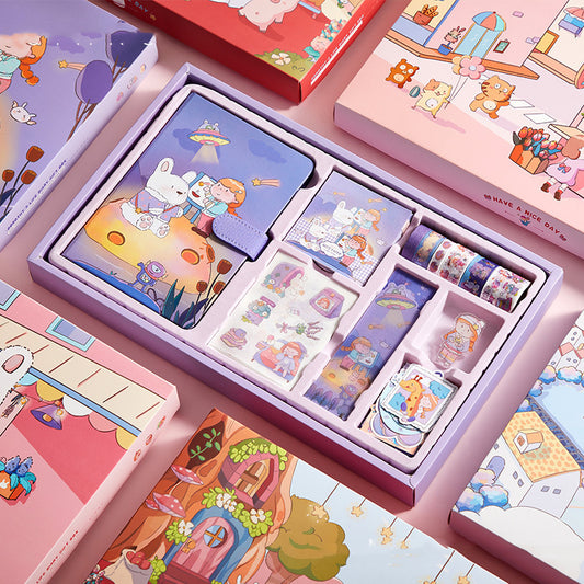 Cartoon Girl Cute Hand Account Material Gift Box