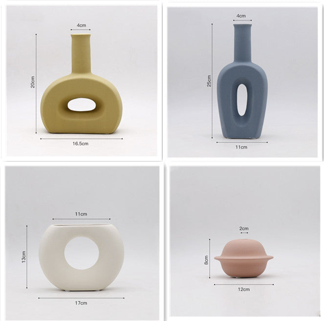 Flower Vase Nordic Ceramic Vase Decoration Home Creative Models Living Room Model Flower Arrangement Geometric Art Decorative