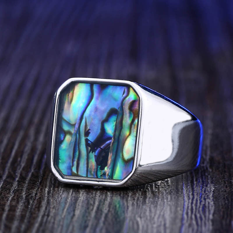 Warrior Men's Retro Personality Creative Stainless Steel Ring Shell Jewelry