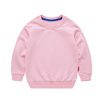 Boys Korean Round Neck Solid Color Loose Long Sleeve Pullover