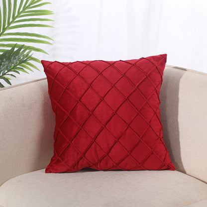 Pure Color Velvet Plaid Pillowcase Home Sofa Bedside Pillow Short Plush Cushion