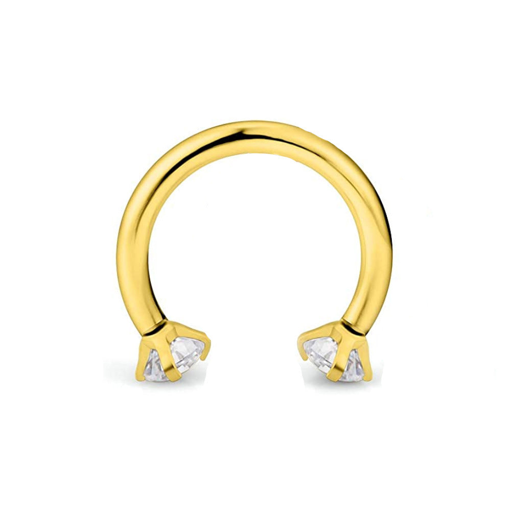 Round Zircon Horseshoe C Bar Nose Ring