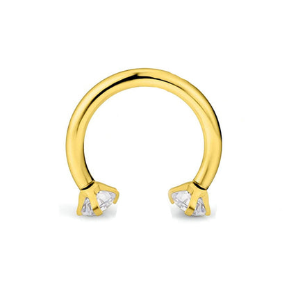 Round Zircon Horseshoe C Bar Nose Ring