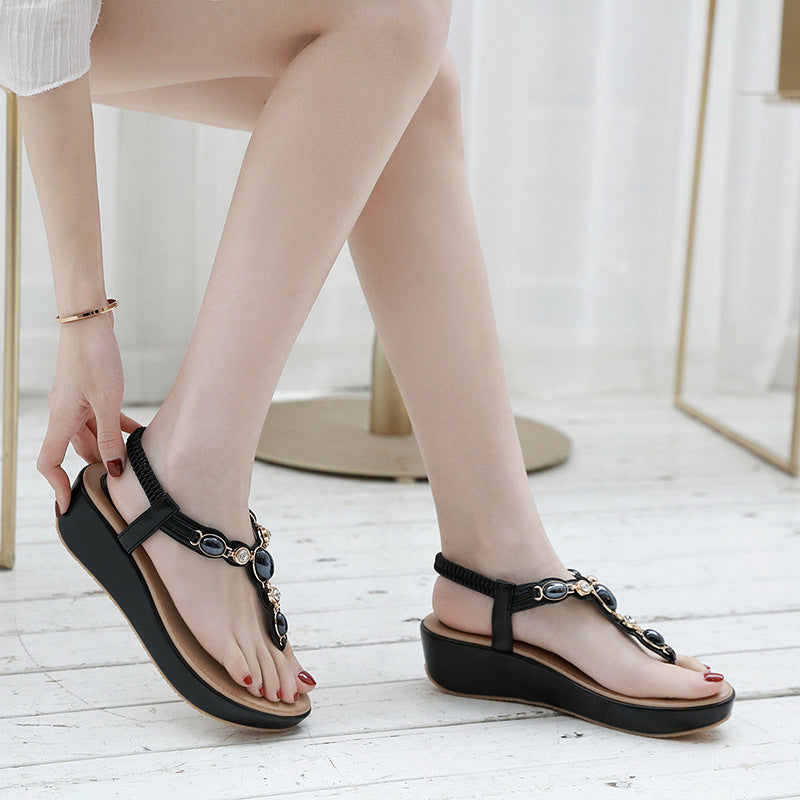 Ladies Wedge Plus Size Flip Flop Sandals