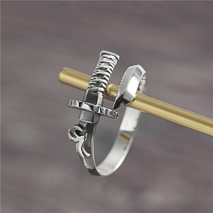 Design Personality Samurai Sword Thailand Silver Ring Men