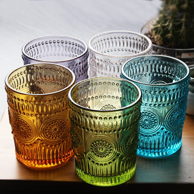 New Colorful Relief Glass Water Cup