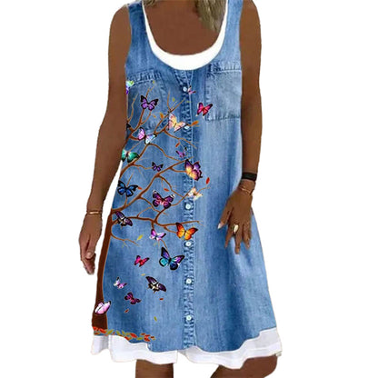 Plus Size Women's Skirt Summer Blue Dress