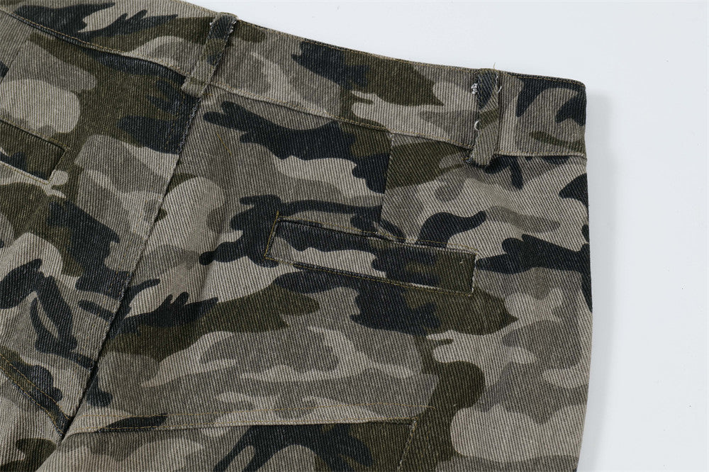 American Retro Camouflage Bell-bottom Pants Men