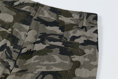 American Retro Camouflage Bell-bottom Pants Men