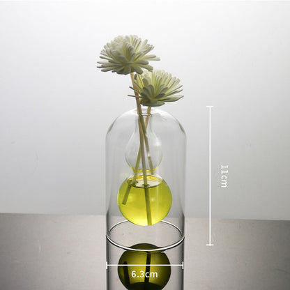 Vases Glass Vase Home Decor Room Decor Modern Wedding Decoration Hydroponic Flower Pot Double Glass Container Crafts Ornament