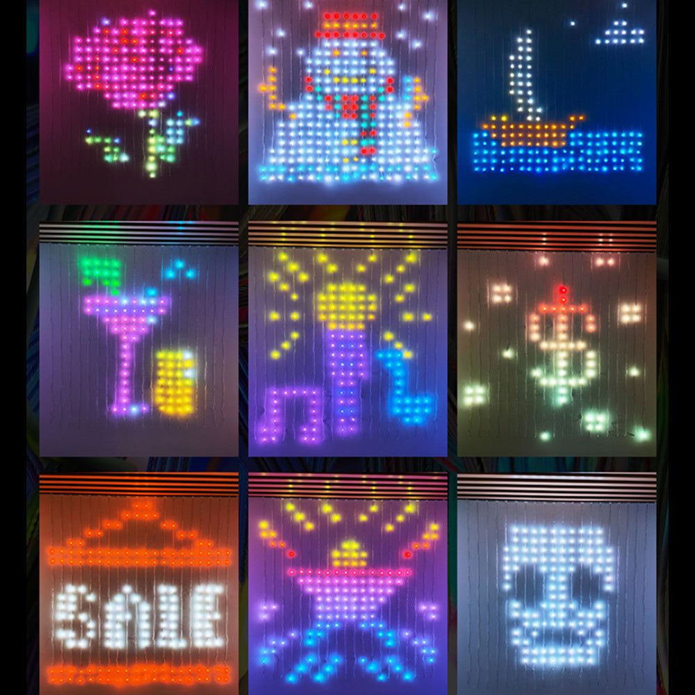 Smart Curtain Light RGB Phantom Color Dot Control Leather Wire Light Bluetooth DIY Programming Subtitle Light