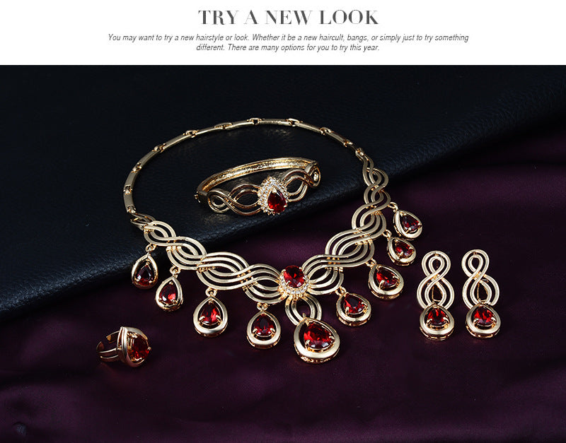 Set Jewelry Fashion Gems Necklace And Earrings Alloy Jewelry - FLIPSTYLEZLLC