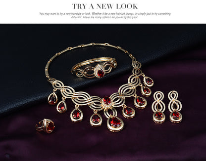 Set Jewelry Fashion Gems Necklace And Earrings Alloy Jewelry - FLIPSTYLEZLLC