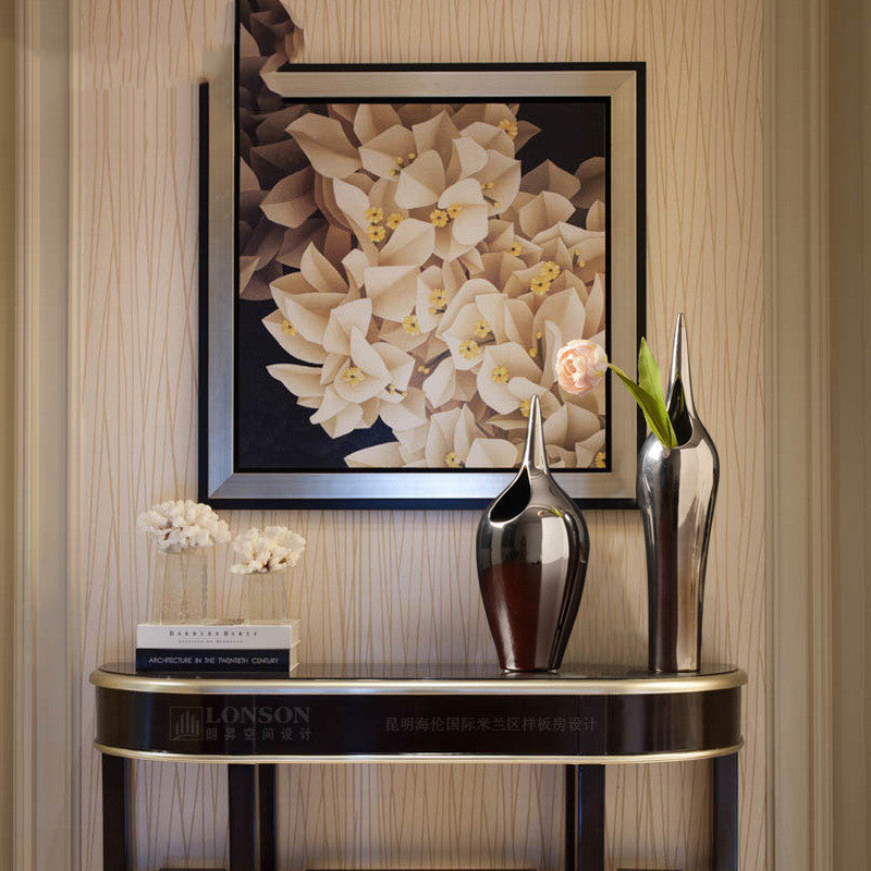 Living Room Porch Decoration European Style Silver Creative Ceramic Vase