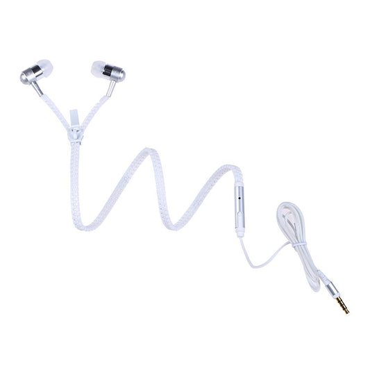 Luminous Metal Zipper Headphones With Microphone