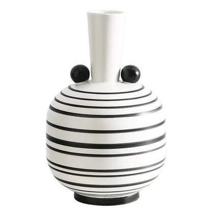 Simple Ceramic Vase Creative Hand-painted Black And White Striped Ornaments