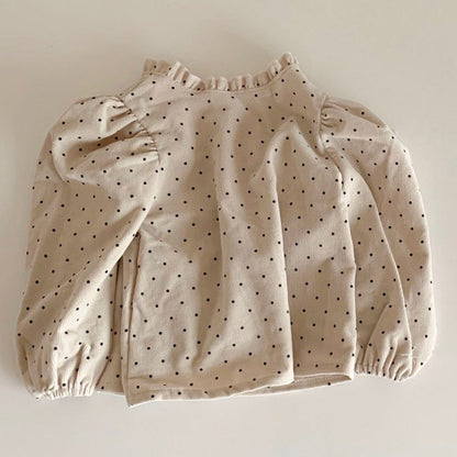 Folded Lace Collar Cotton Shirt Girl Baby