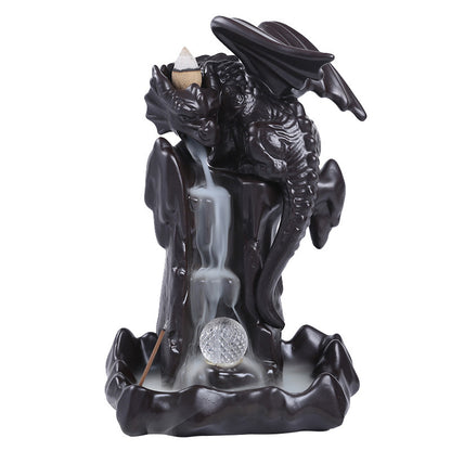 Ceramic Smoke Backflow Incense Burner Nordic Pterodactyl LED Lights Backflow Stove Ornaments