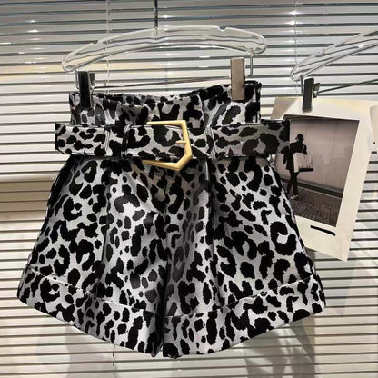 Fashion Leopard Print Suit Hot Pants