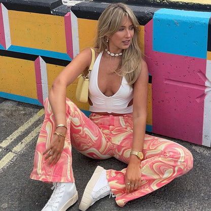 Women's Fashion Printed Loose Casual Flare Pants