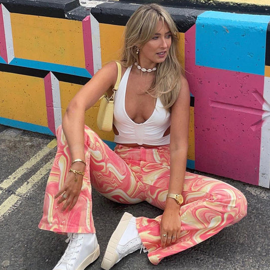 Women's Fashion Printed Loose Casual Flare Pants