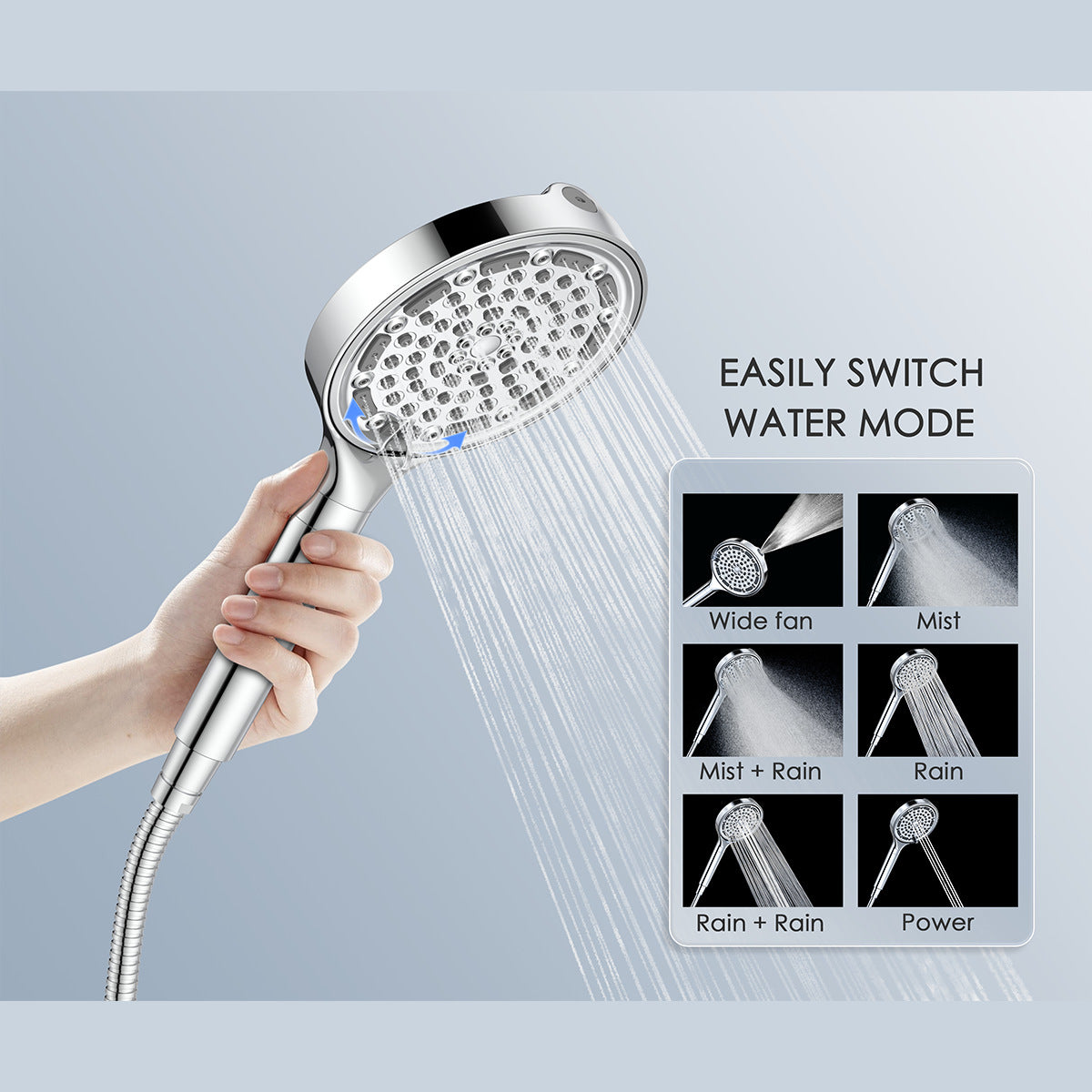 Six-function Handheld Filter Showerhead, Extra-large