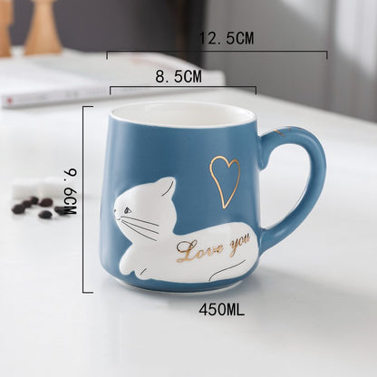 Three-dimensional Relief Cat Ceramic Mug