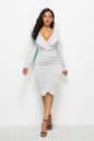 Sexy V-neck Ruffled Long-sleeve Hip Dress Women Girl Fashion