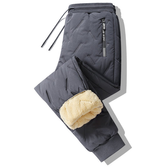 Men's Fleece-Lined Thermal Joggers | Lambswool Sherpa Sweatpants Windproof Waterproof Winter Pants Warm