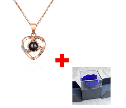 Preserved Flower Rose Flower Necklace Jewelry Box Gift