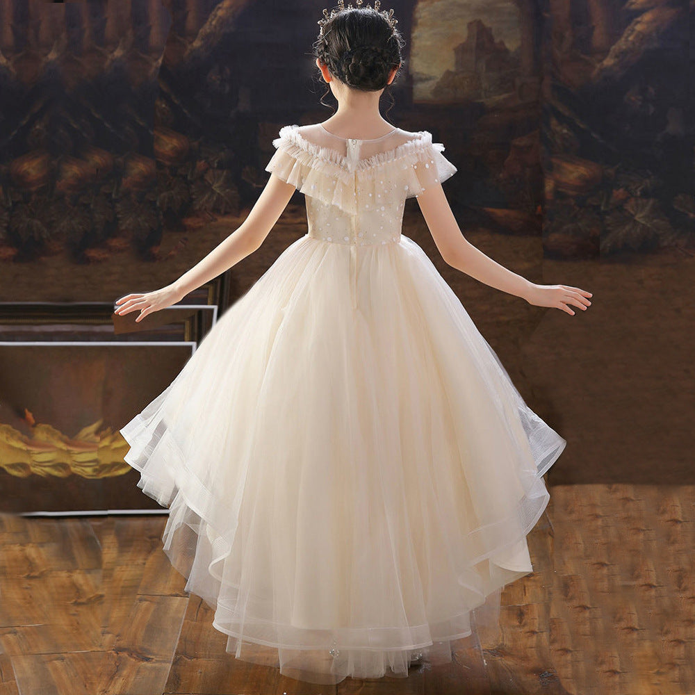 Children's Summer High-end European And American Flower Girl Dress Catwalk Piano Performance