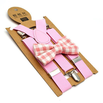 New Children's Suspender Printed Bow Tie Set