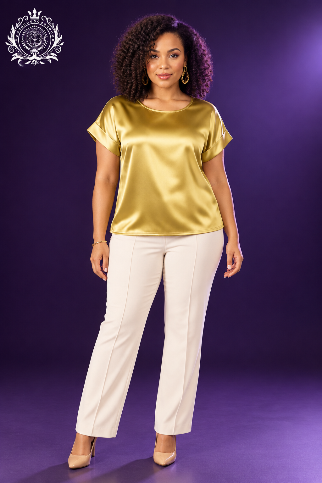 Gold satin-look top model